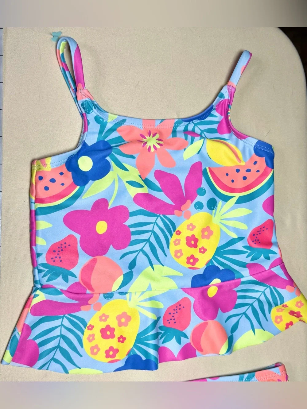 Jumping Beans 4T Tropical Fruit & Floral Tankini Swimsuit 2 Piece Swim Set